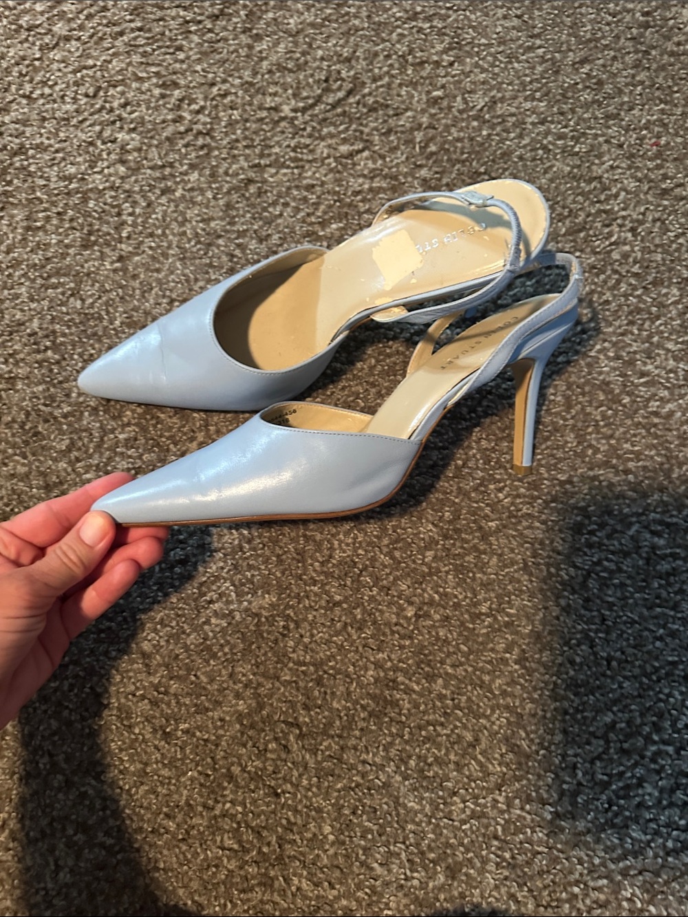 Colin Stuart Pale Blue Pointed Slingback Stiletto Heels